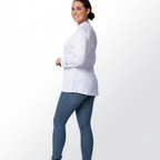 Thumbnail image #2 for Chef Works CBZ02W-WHT-XL Women's White Chef Coat, Raglan Long Sleeve, Center Zipper, Mesh Side Slits, Thermometer Pocket, XL