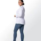 Thumbnail image #2 for Chef Works CBZ02W-WHT-XS Women's White Chef Coat, Raglan Long Sleeve, Center Zipper, Thermometer Pocket, XS