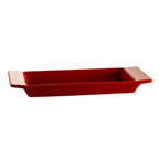 Thumbnail image #1 for CAC China Fortune F-2S-R Rectangular Red Porcelain Tray, 8-4/5"L x 3-1/2"W x 3/4"H Case of 2 Dozen