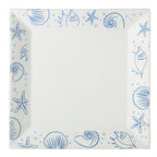 Thumbnail image #1 for CAC China Atlantic Seashell ATC-SQ21 12" Square Porcelain Plate with Blue Decorated Rim 1 Dozen