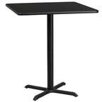 Thumbnail image #1 for Flash Furniture XU-BLKTB-3636-T3030B-GG 36" Square Bar-Height Table with Black Laminate Top, PVC Edge, 30" X-Base