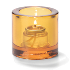 Thumbnail image #1 for Hollowick/Steelite 5140A Amber Glass Tealight Lamp, Round, Thick Glass, 2-3/4" Diameter x 2-7/8" High