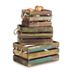 Thumbnail image #1 for G.E.T. Urban Renewal WB-1-SET-RWD Rectangular Reclaimed Wood Crate Set with Rope Handles, 3-Piece