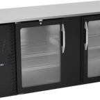 Thumbnail image #1 for Victory Refrigeration VBBN68HC-G-B Two-Door Glass Back Bar Refrigerator, 68"W, Stainless Steel Top, Black Exterior