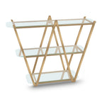 Thumbnail image #1 for Eastern Tabletop ST1775RZ 3-Level Double-Sided Tabletop Display with 3 Glass Shelves, 35"W x 11"D x 29-1/2"H, Stainless Steel
