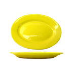 Thumbnail image #1 for International Tableware Cancun CA-13-Y Ceramic Oval Platter, 11-1/2" x 8-1/4", Rolled Edge, Yellow 1 Dozen