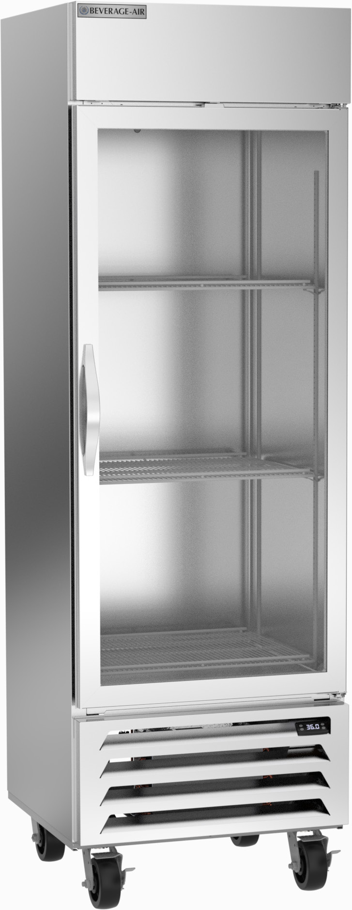 Product image #6 for Beverage Air Horizon Series 1-Section Reach-In Refrigerator with Right-Hand Hinged Glass Door, 19.08 Cu. Ft., Bottom-Mounted Self-Contained