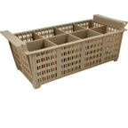 Thumbnail image #1 for AllPoints Foodservice Parts & Supplies 1331268 Half-Size Beige Plastic Dishwasher Flatware Basket, 8 Compartments