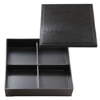Thumbnail image #1 for Korin Inc NR-323 Square Plastic Bento Box with Cover and Divider, 4 Compartments, Black