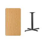 Thumbnail image #2 for Flash Furniture XU-NATTB-2442-T2230-GG Rectangular Dining Table, 42"W x 24"D, Natural Laminate, Black Cast-Iron Pedestal Base
