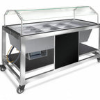 Thumbnail image #1 for Eastern Tabletop Hub Buffet HK900CWSG Refrigerated Cold Food Well Table, 4-Pan Full-Size, Insulated Stainless Steel, 66 in.
