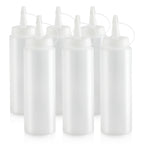 Thumbnail image #1 for New Star Foodservice Inc. 26115 Clear Plastic Squeeze Bottles, 8 oz, Seal Top, Set of 6 Case of 12