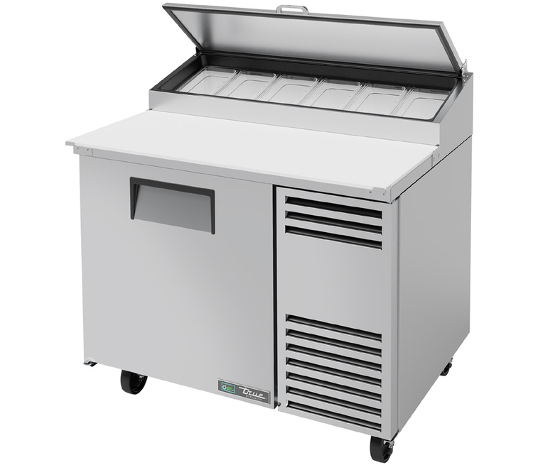 Product image #6 for True TPP-AT-44-HC 44-3/4-Inch Pizza Prep Table with 1 Door, 6-Pan Top, and 19-1/2-Inch Cutting Board