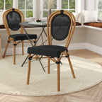 Thumbnail image #2 for Flash Furniture SDA-AD642002S-TXT-BK-NAT-GG Bistro Stacking Chair, Mesh Back, Wood Seat, Unupholstered
