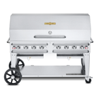 Thumbnail image #1 for Crown Verity Mobile Cooking CV-RCB-60-1RDP Mobile LP Gas Charbroiler, 8 Burners, Stainless Steel, 69" with 60" Roll Dome