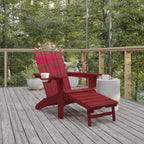 Thumbnail image #2 for Flash Furniture LE-HMP-1045-110-RD-GG HDPE Adirondack Patio Chair with Pull-Out Ottoman and Cup Holder, Red