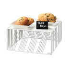 Thumbnail image #1 for Cal-Mil Portland 432-6-15 Square Wire Buffet Riser with Removable Bread Board Top, White, 12"W x 12"D x 6"H