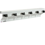 Thumbnail image #1 for AllPoints Foodservice Parts & Supplies 1591030 Wall-Mount Maintenance Organizer, 34-Inch, 4-Inch Top Shelf, 6 Spring-Activated Cam Hooks