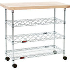 Thumbnail image #1 for Eagle Group WR1840C Portable Wine Cart with Hardwood Butcher Block Top, 18-Bottle Capacity, 40"W x 18"D x 37-7/8"H