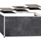 Thumbnail image #1 for Eastern Tabletop ZK901TCHS Mobile Stretch Buffet Table, 66-7/10"W, Collapsible Stainless Steel Triple-Tile Frame, Charcoal Panels, Locking Casters