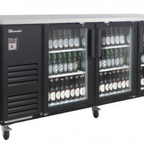 Thumbnail image #1 for Blue Air FSE LLC BLBB90-4BG-HC 90-Inch Three-Door Back Bar Cooler, Glass Doors, Black Exterior, Stainless Steel Top