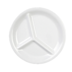 Thumbnail image #1 for Thunder Group CR710W 3-Compartment Round Melamine Plate, 10-1/4", White Case of 2 Dozen