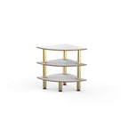 Thumbnail image #1 for Steelite Mogogo, Modular MGCMLX04CBXF Modular Classic Corner Unit, White Carrera, Brushed Brass, Heavy-Duty Caster