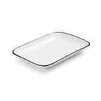 Thumbnail image #2 for Mikasa Hospitality (Lifetime Brands, Inc.) Bistro 5260388 Rectangular Porcelain Coupe Plate, 8 x 4-3/5 in, White with Black Band Case of 24