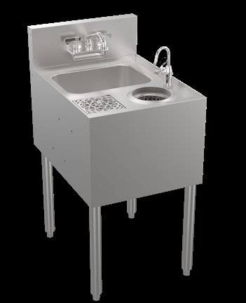 Product image #6 for Krowne Royal Series 18-Inch Underbar Speed Unit with 10" x 14" x 7" Sink Bowl, Glass Rinser, and Tool Well