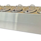 Thumbnail image #1 for Steril-Sil Company CC-LTC-6SW 6-Compartment Stainless Steel Insulated/Ice-Cooled Condiment Dispenser with Clear Hinged Lids