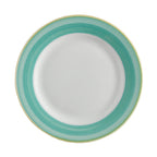 Thumbnail image #1 for G.E.T. Corona, Calypso PA1603902024 Porcelain Plate, 8" Round, Rolled Edge, Green with Yellow Edge Case of 2 Dozen