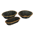 Thumbnail image #2 for Thunder Group PLBB900G Oval Woven Plastic Fast Food Basket, 9 x 6-7/8 x 2-1/4 in, Black with Gold Trim Case of 144
