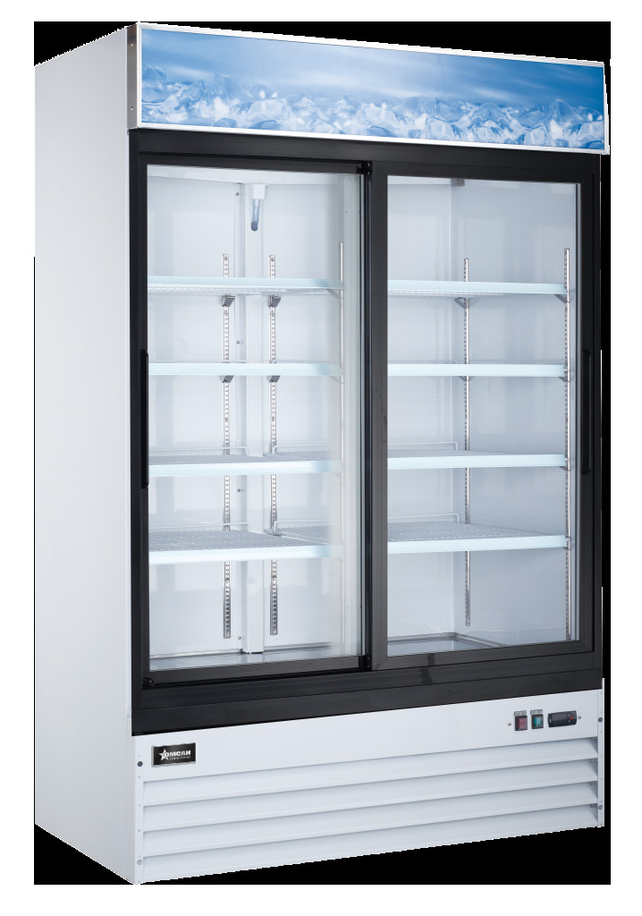 Product image #5 for Two-Section Reach-In Glass Door Merchandiser Refrigerator, 45 Cu. Ft., Bottom-Mount Self-Contained, White