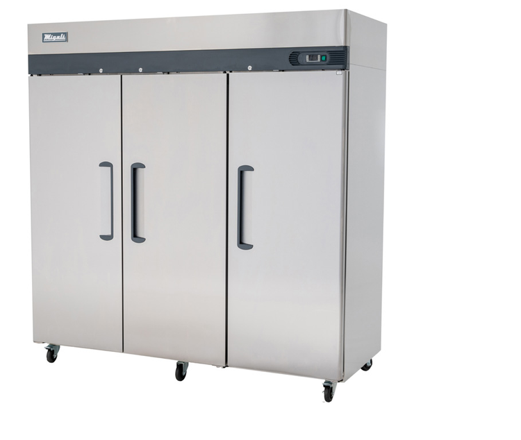 Product image #5 for Migali Competitor Series Three-Section Reach-In Refrigerator, 72.0 Cu. Ft., Top-Mount Self-Contained, Stainless Steel