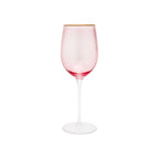 Thumbnail image #1 for Kadra Kitchenware Vikko Decor VD-1012-PGR 12 oz Blown Wine Glass, Peach with Gold Rim Case of 24