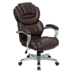 Thumbnail image #1 for Flash Furniture GO-901-BN-GG Executive Swivel Office Chair, High-Back, Adjustable Height, Brown LeatherSoft Upholstery, Casters