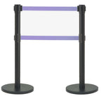 Thumbnail image #1 for AARCO Products Form-A-Line HBK-27PU Dual Retractable-Belt Stanchion, Black, Purple 7-ft Belts, 40-in H, Steel Base