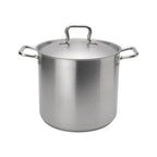 Thumbnail image #1 for Browne USA Foodservice Elements 5733916 16 qt Stainless Steel Induction-Ready Stock Pot with Self-Basting Cover