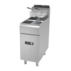 Thumbnail image #1 for Asber AEF 2525 S Commercial Gas Floor Fryer, Split Top, 50 lb Capacity, Millivolt Controls, Stainless Steel Fry Pot