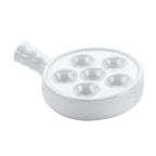 Thumbnail image #1 for Browne USA Foodservice 744042 6-Hole Stoneware Escargot Plate with Handle, White, 5-3/10" Diameter