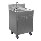 Thumbnail image #1 for Winholt Equipment STCT-BHD2436PUMP-WH Mobile Stainless Steel Hand Sink, 1-Compartment, Pumped, 5-Gallon Clean/6-Gallon Waste Tanks