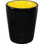 Thumbnail image #1 for International Tableware Hilo 81122-2900/05MF-05C 1-1/2 oz Ceramic Shot Cup, Handleless, Black Matte Exterior/Yellow Interior Case of 2 Dozen
