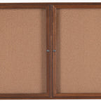 Thumbnail image #1 for AARCO Products WBC4872R Enclosed Wall-Mounted Bulletin Board, Red Oak Frame, Walnut Finish, Two Swing Doors, Cork Back, 72"W x 48"H