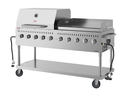 Product image #8 for KoolMore 72-Inch 10-Burner Commercial Outdoor Propane Gas Grill with 36-Inch Roll Dome Cover and 36-Inch Griddle