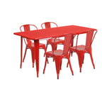 Thumbnail image #1 for Flash Furniture ET-CT005-4-30-RED-GG Rectangular Table and 4-Chair Set, 63" x 31-1/2" x 29-1/2", Red
