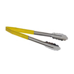 Thumbnail image #1 for TableCraft Products 3712YEU 12-Inch One-Piece Spring Steel Tongs with Yellow Vinyl-Coated Handle Case of 12