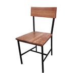Thumbnail image #1 for Oak Street Timber CM-W702-2 Distressed Wood Side Chair with Wood Back and Seat, Tubular Metal Frame, Black Finish