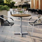 Thumbnail image #1 for Flash Furniture ST-RD31-NAT-T2222S-GG Round Indoor/Outdoor Table, 31-1/4" Diameter, Natural HPL Laminate Top, Silver Cast Iron X-Base