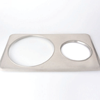 Thumbnail image #2 for Omcan USA 46368 Stainless Steel Adapter Plate for 4-Quart and 11-Quart Steam Table Inset Pans, 6-3/8 and 10-3/8 Inch Round Holes