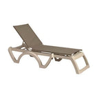 Thumbnail image #1 for Grosfillex Jamaica Beach UT786181 Armless Stackable Chaise with Adjustable Sling, Sandstone Resin Frame, Taupe Case of 2